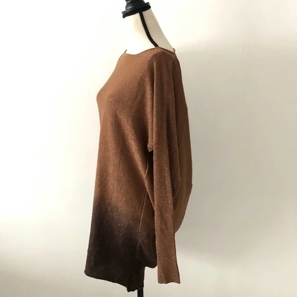 Pinko Metallic Ombre Brown Backless Sweater Top L